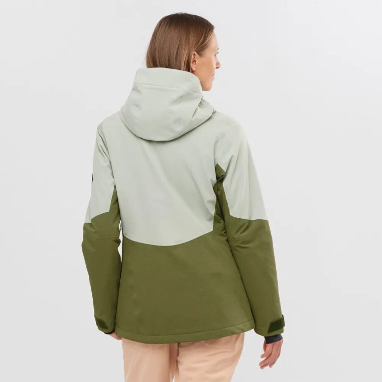 Dámské Lyžařské Bundy Salomon Proof Light Insulated Hoodie Mátově Zelená Olivy Zelené | CZ 39NOYKV